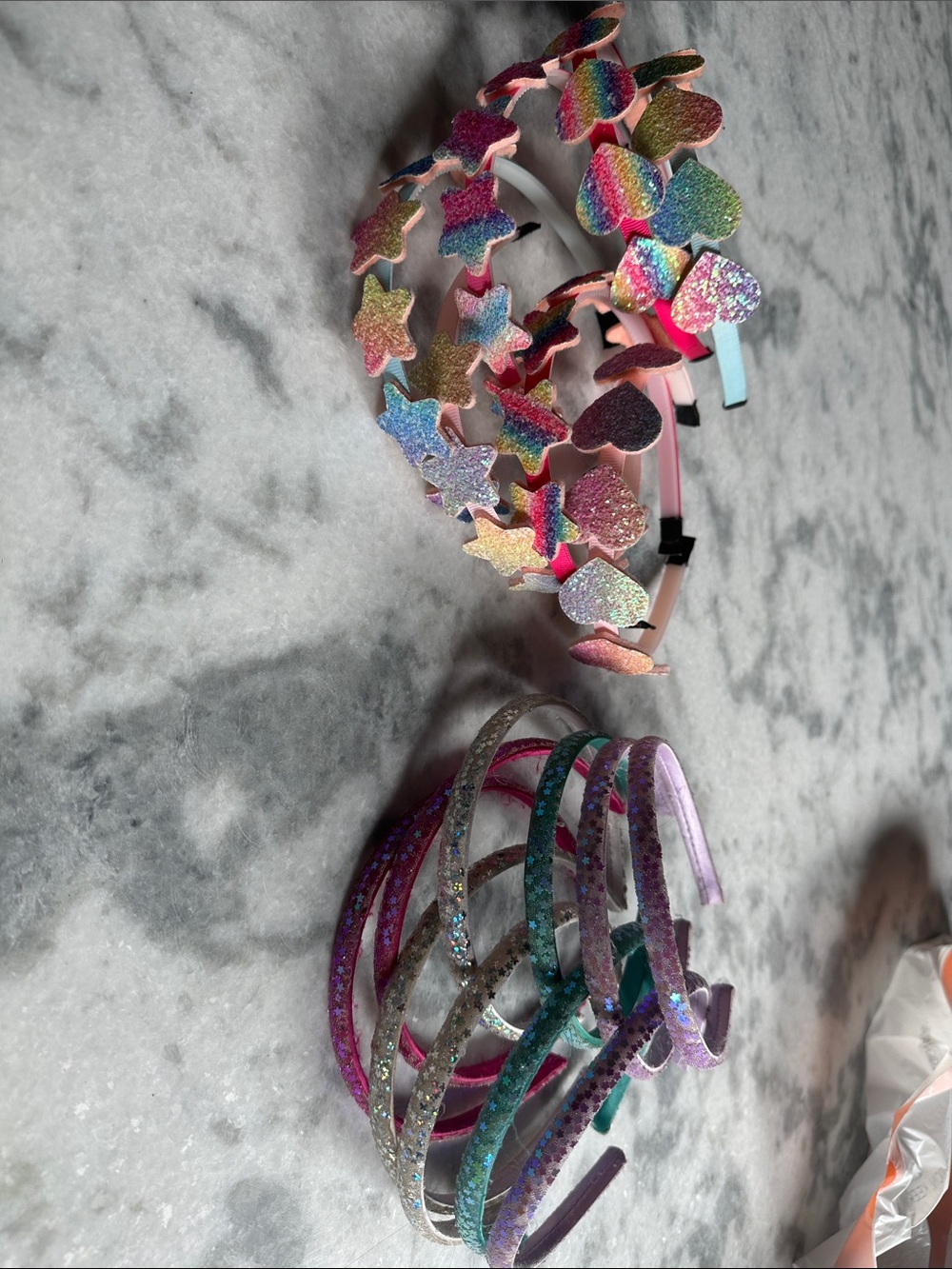 18 Sparkling Rainbow Heart & Star Girls Headband Set - Multicolor